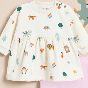 Little Angels at George 3-6 months baby Cream Animal Print Sweater Dress
